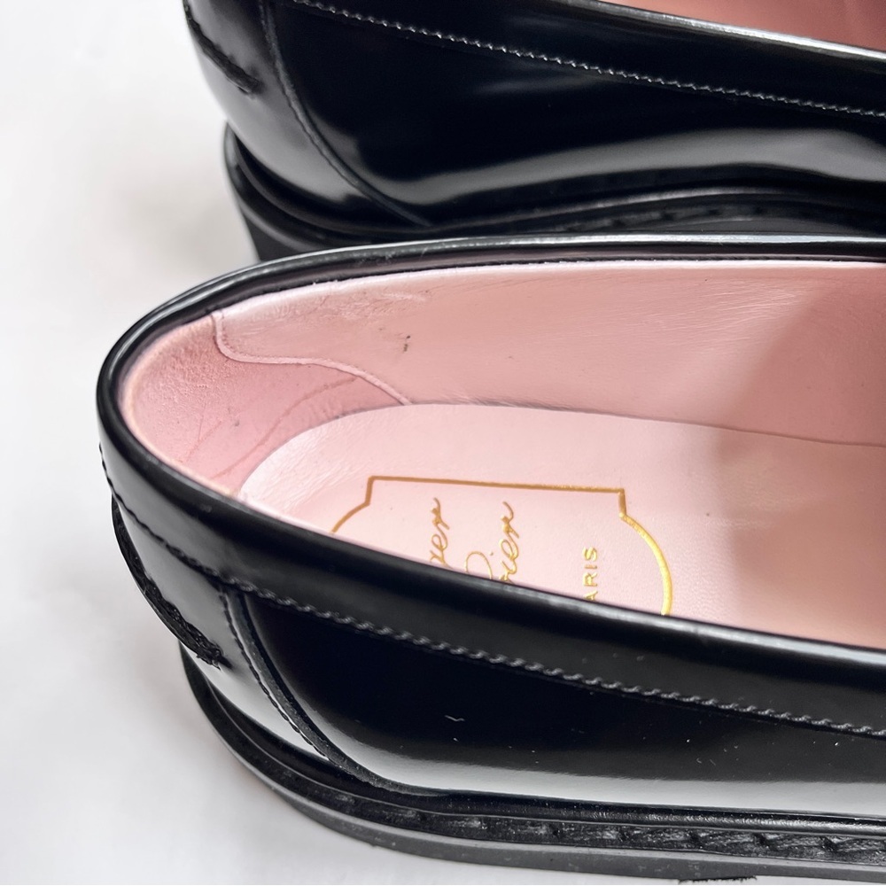 Roger Vivier Viv' Rangers Black Patent Leather Women’s  Loafers 39 US 9 - Picture 10 of 15